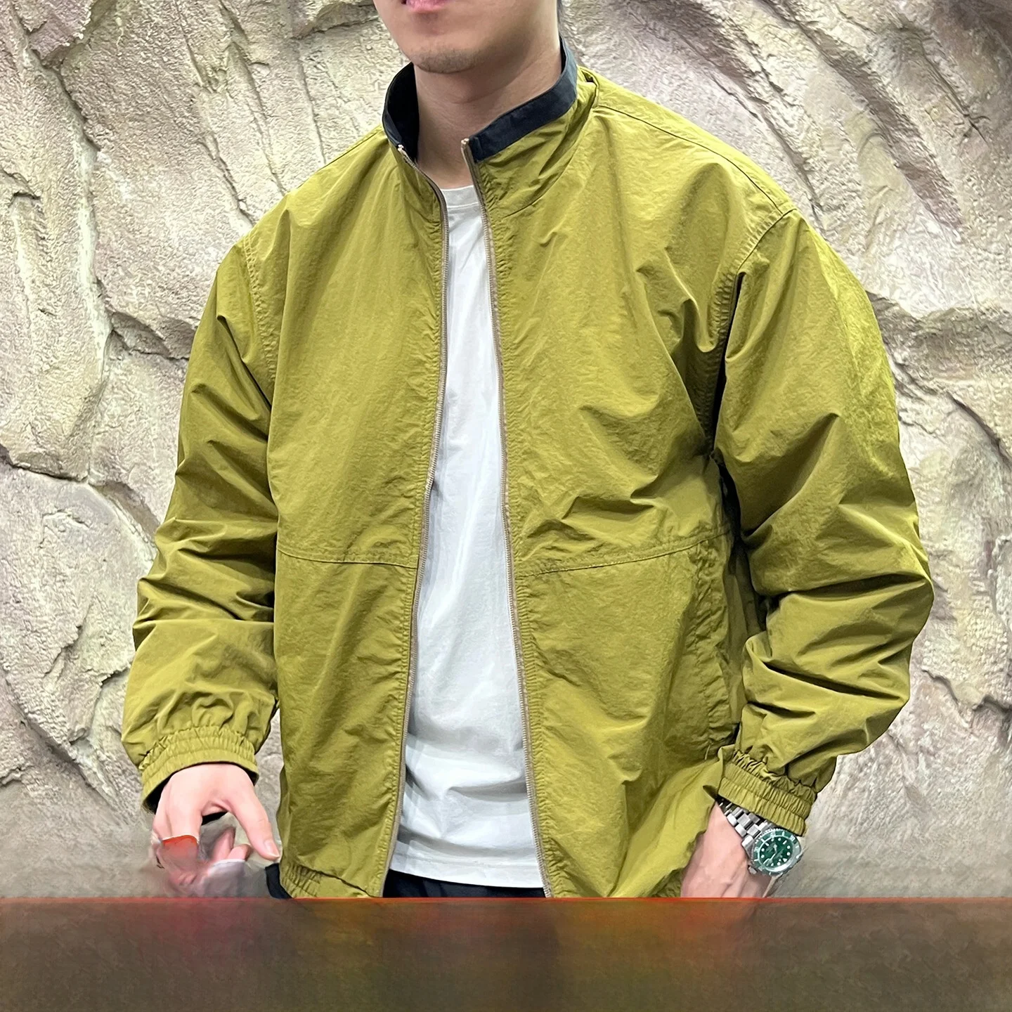 

ex Двусторонняя переноска из легкой технической ткани с воротником-стойкой и воротником-стойкой 3D, повседневная ветрозащитная длинная свевая молния...