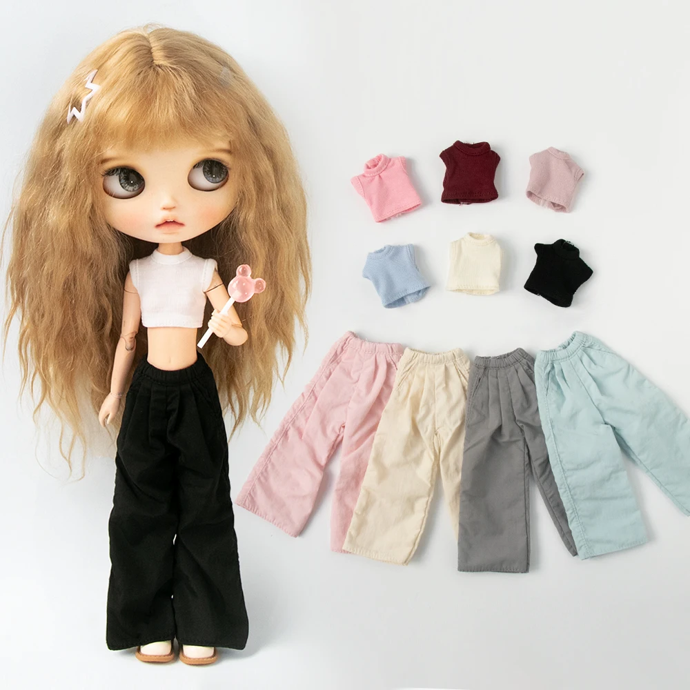 Blyth Kleidung Puppenset Vintage-Set Rollkragenpullover Weißes Hemd Latzhose Kurze Hose für Licca Azones Ob22 Ker YMY Puppenzubehör – Detail 3