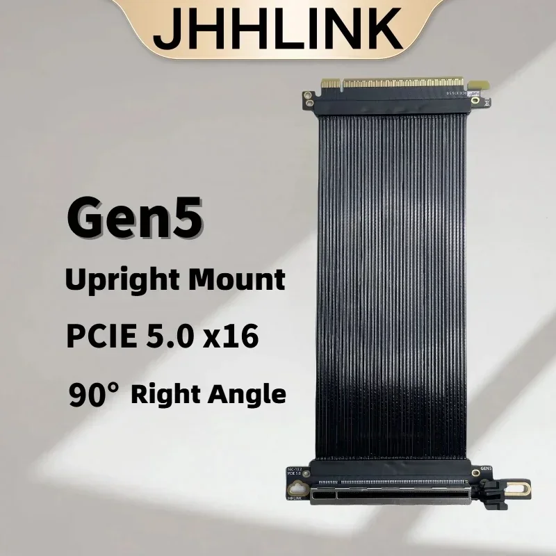 Silver Plated PCIe 5.0 Riser Cable GEN 5 x16 PCI E Riser Extender Flexible High Speed GPU Riser for Graphics Card Vertical Mount