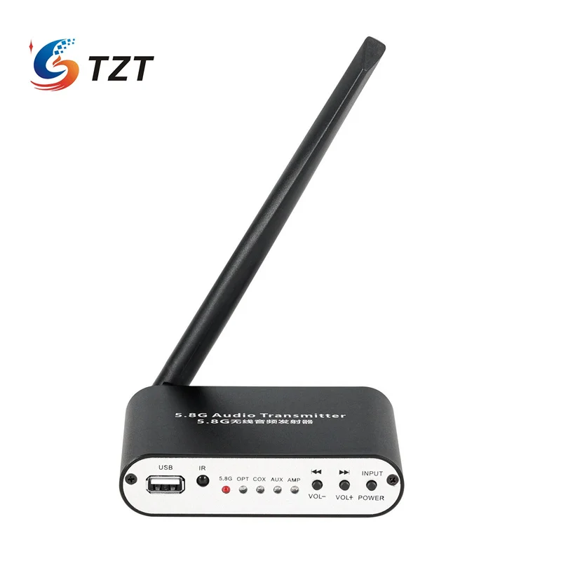 TZT T58G-B HiFi 5.8 جيجا هرتز جهاز إرسال الصوت اللاسلكي/استقبال موسع الصوت دعم البصري/محوري/AUX/AMP/USB المدخلات