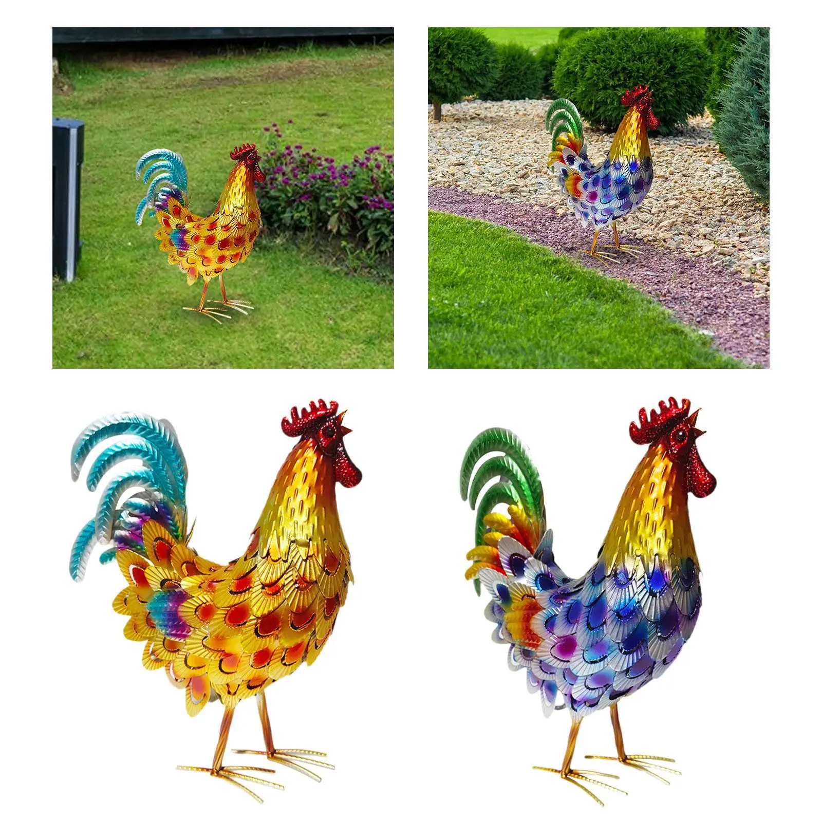 Estatuilla de hierro, estatua de gallo, obra de arte, decoración, adorno de mesa, escultura de Animal para escritorio, chimenea, jardín al aire libre, Patio