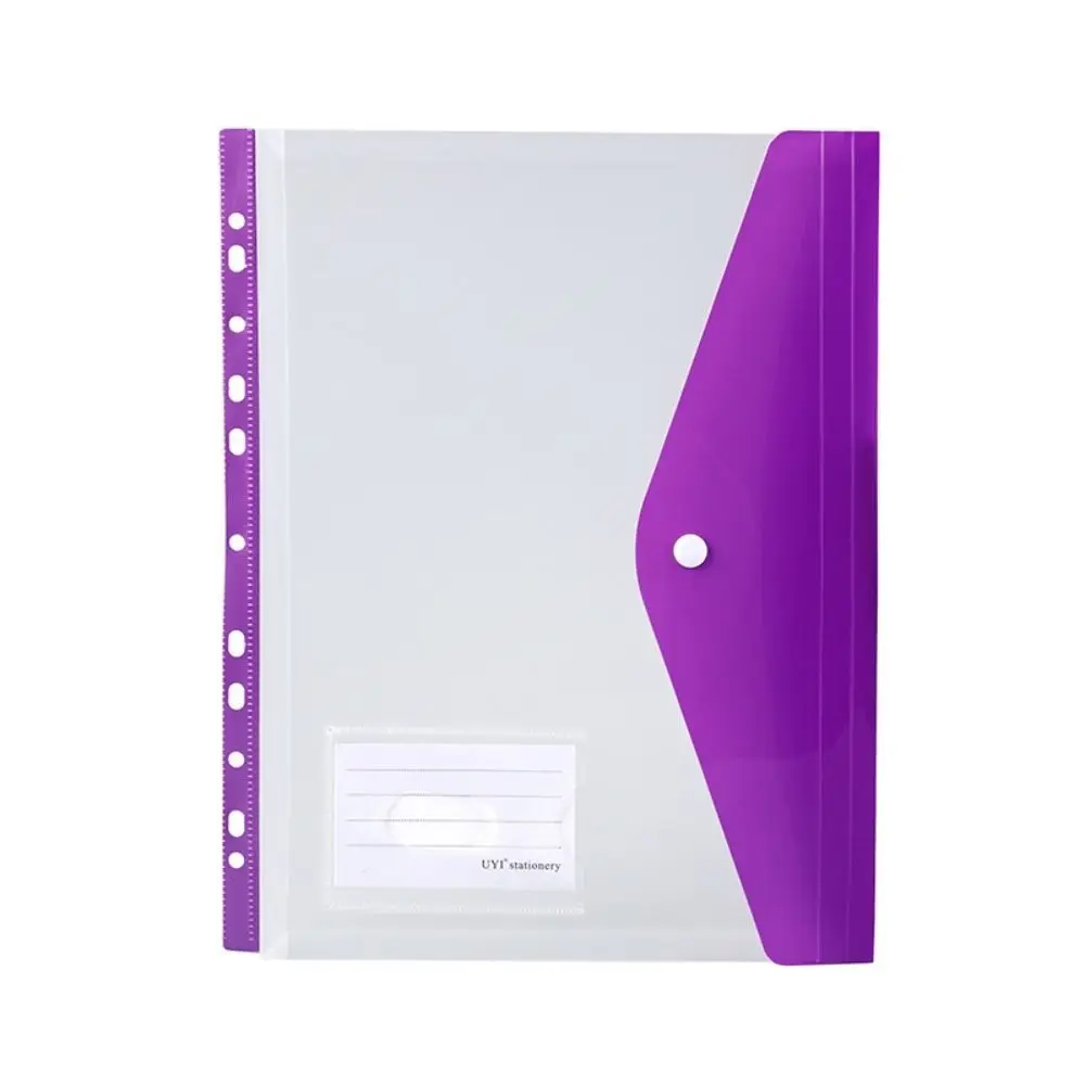 

6 pcs Colorful Plastic Binder Folders Clear 11 Holes Binder Pocket Snap Closure A4 Label Loose-Leaf School
