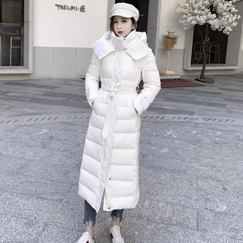 New Women Down Jacket Winter Coat Female Extended Version Parkas Thick Warm Outwear Slim Fit Hooded Leisure Time Overcoat