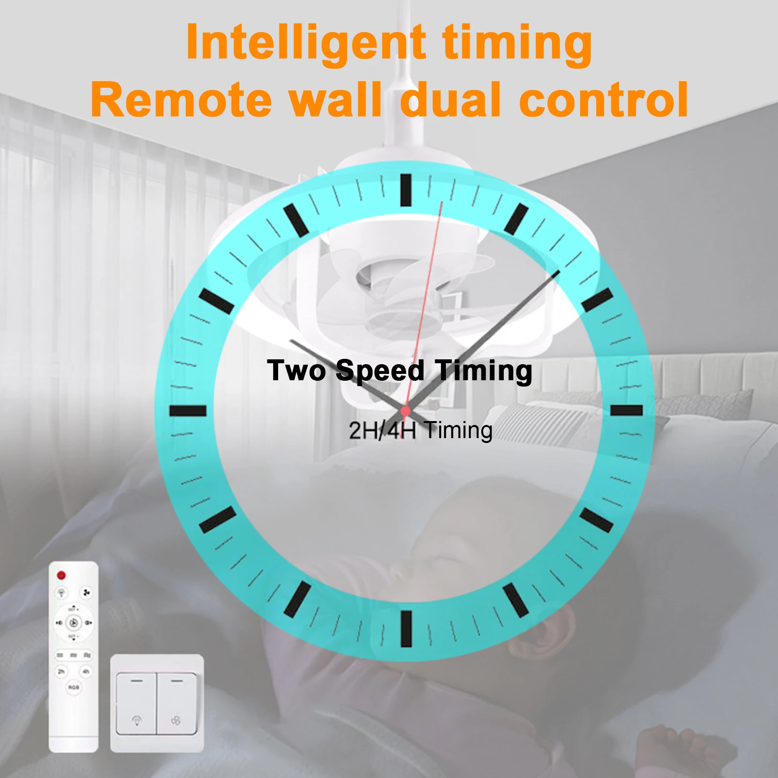 

50W LED Fan Light with Remote Control E27 Moving Head RGB Ceiling Fan Lamp Aromatherapy Colorful Bedroom Dimming Night Lights