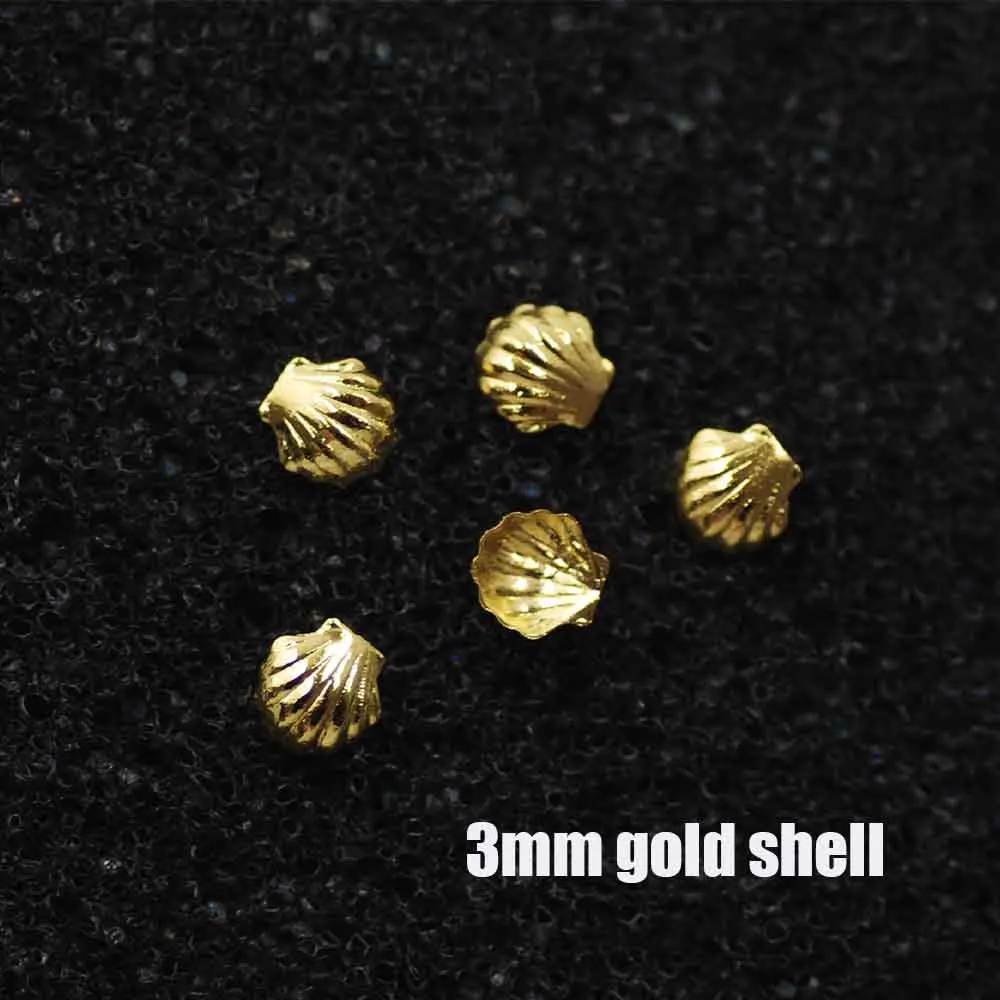 100 pçs misturado 3d ouro concha estrela do mar encantos do prego rebites de metal decorações da arte do prego mini oceano concha estrela manicure studs fornecimento