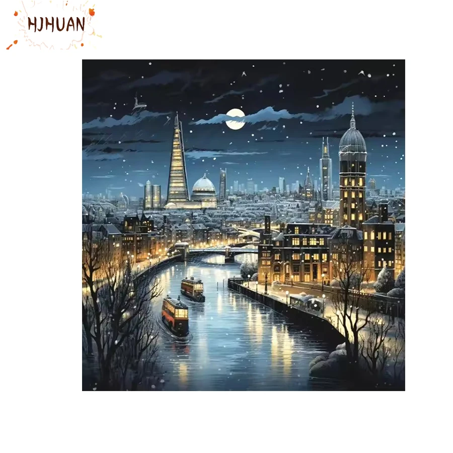 Diy Diamant Malerei städtische architektonische Landschaft Kreuzstich Kits Diamant Kunst Kristall Mosaik Kreuzstich Stickerei Malerei