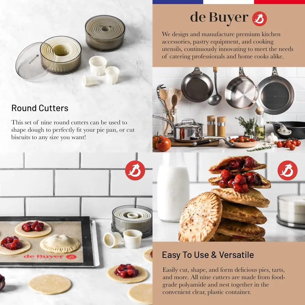 

9-Piece Round Cutter Set: Effortless Pie, Tart, and Biscuit Cutting and Shaping - Dishwasher Safe