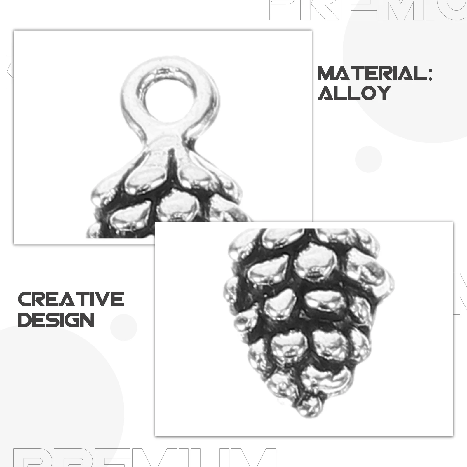 50pcs Christmas Pine Cone Alloy Pendants for DIY Necklace Bracelet Craft Holiday Ornaments Gifts Jewelry Making Accessories