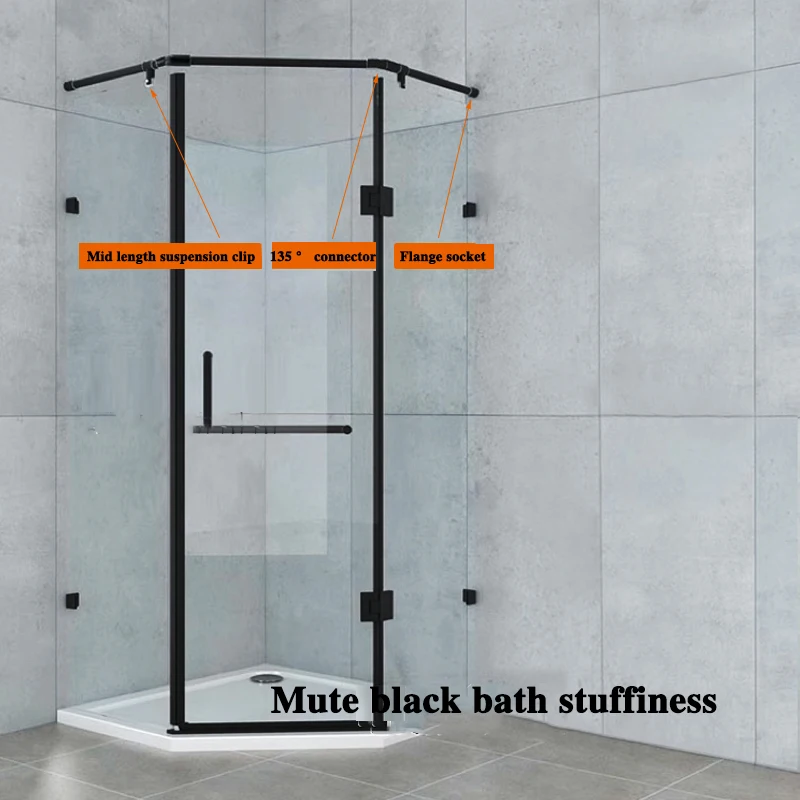 Bathroom Partition Connector 304 Black Stainless Steel 25mm Round Pipe Elbow Flange Seat Joint Glass Door Tee Clamp