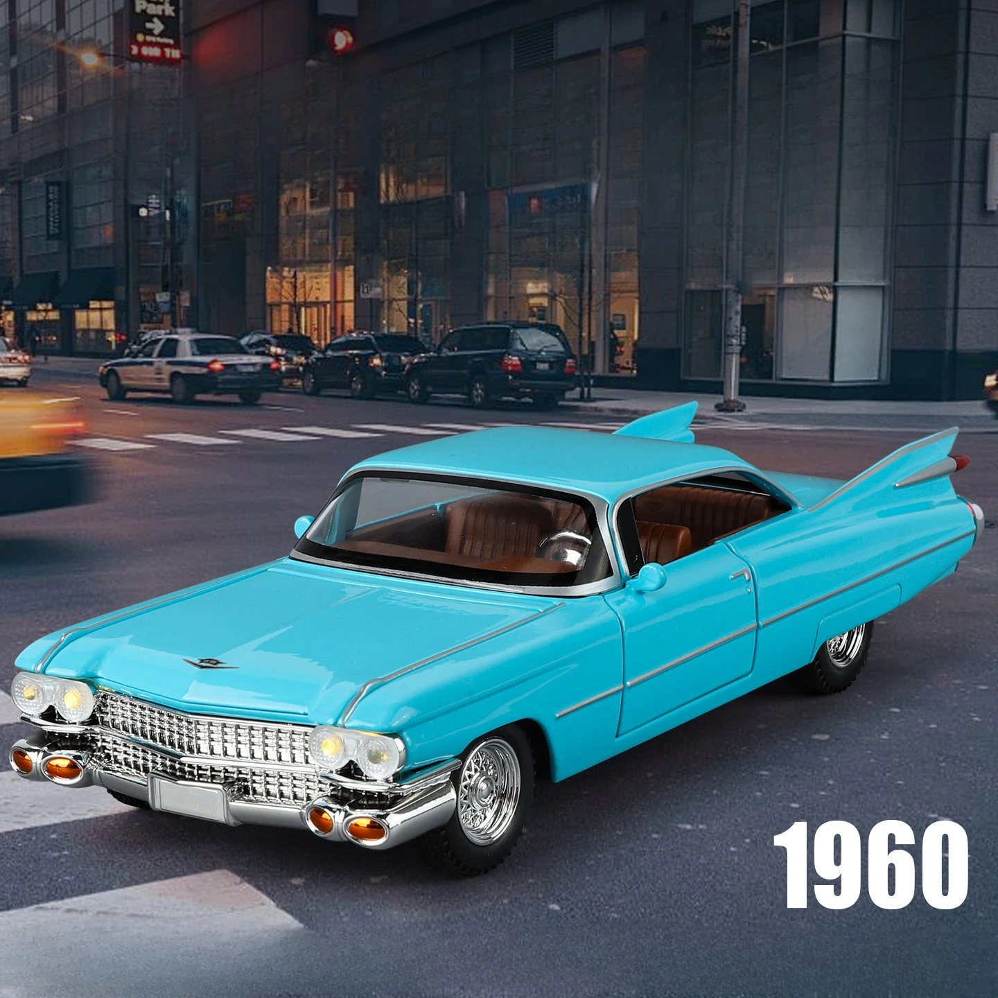 1:24 1960 ELDORADO Big Rocket Classic retro Car Alloy Metal Diecast Model Car Sound & Light Pull Back Children's toys cars Boy