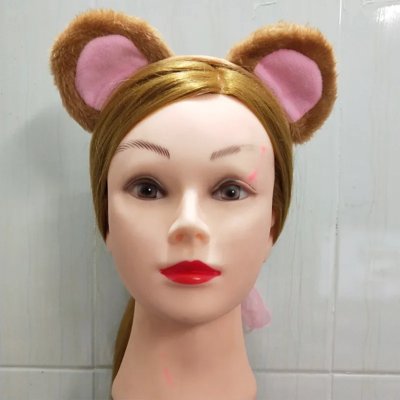 Diadema de orejas de Mono para niños, conjunto de falda de tutú de cola de pajarita para niños, sombreros de fiesta para niños y niñas, disfraz de Halloween, Cosplay