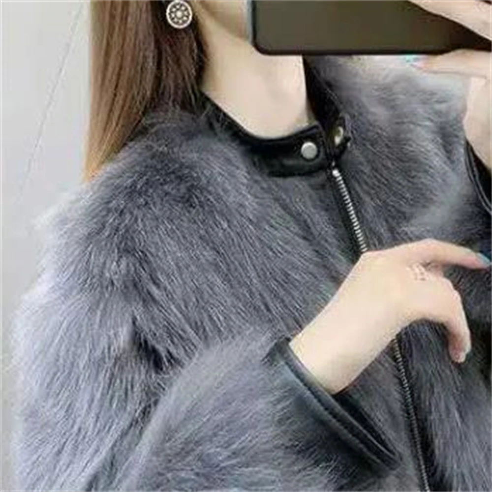 Elegant Plush Fur Coats Outerwear Overcoat Mink Fur Thick Warm Fur Coat Winter Fashion Faux Fur Jacket Fluffy Spring