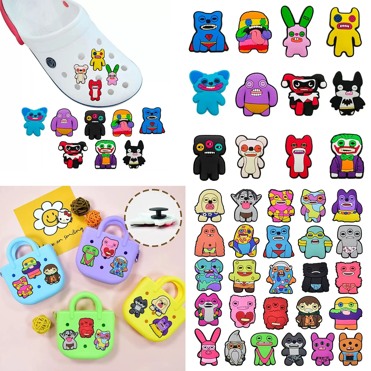 12-100pcs Cute Tooth Worm Shoe Charms For Sandals,Shoe Decoration Accessories Shoe Pins Great Gift For Men Women