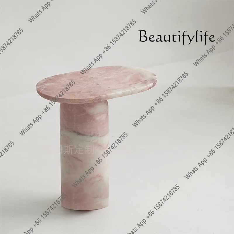0 Pink Stone Edge Few Designer Villa Living Room Home Light Luxury Marble Edge Few Sofa Side Table