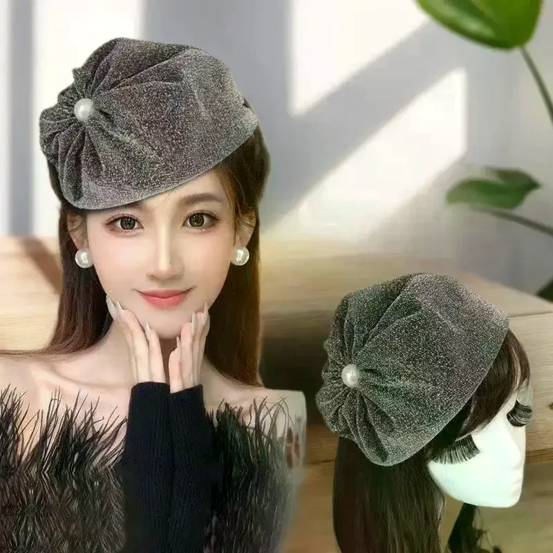 تول Bowknot عقال خيوط رقيقة نصف قبعات للحفلات التنكرية والكوكتيلات #4