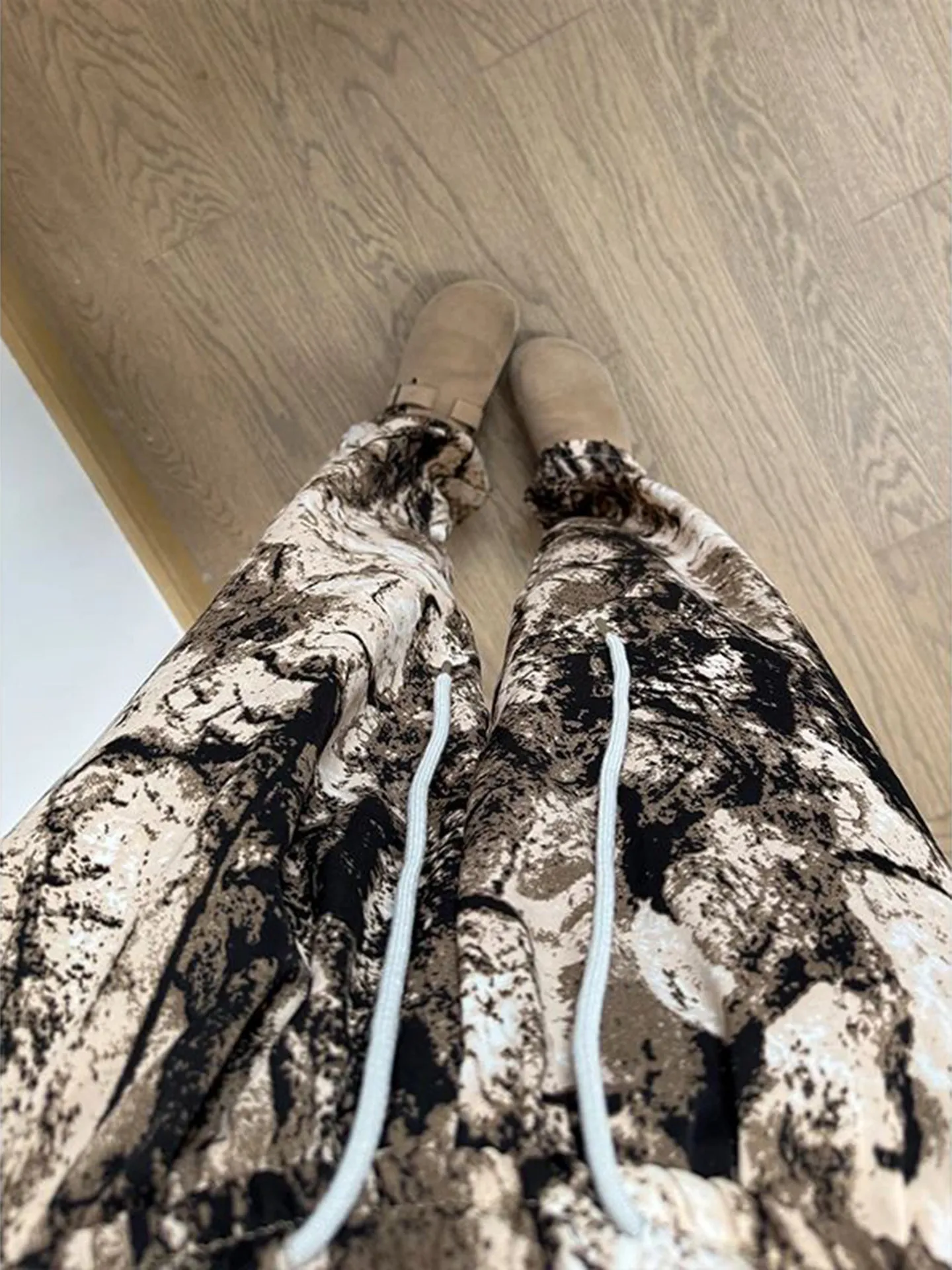 Summer Thin Loose Ice Silk Pants Men Women Casual Wide Leg Quick Dry Anti-Mosquito Air Conditioning Dyeing And Bleaching Pants