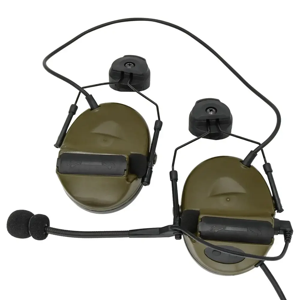 TacticalCII Capacete Suporte Versão Fones de ouvido Captador Redução de Ruído Proteção auditiva Fone de ouvido tático FG + U94 ken 2 pinos ptt