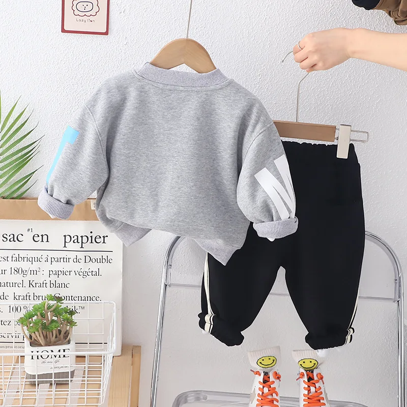 New Kids Baby Boys Clothes Suit Cute  Print Sweatshirt + Pants 2Pcs/Sets Casual Children Tracksuit Toddler Sports Sets 80-120cm