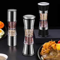 Pepper Mill Grinder Double Head Salt Grinder Stainless Steel Manual Salt Pepper Grinder Pepper And Salt Grinder Spice Mill