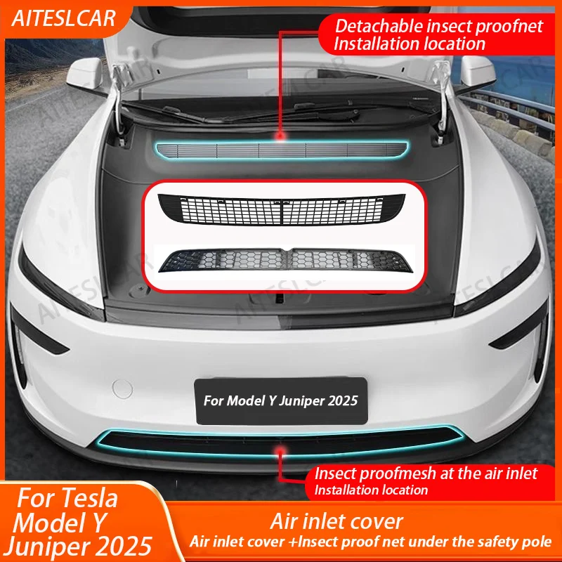 For Tesla Model Y L / Y 2025 2026 Launch Juniper Inner Vent Grille Lower Bumper Anti Insect Net Air Inlet Anti Dust Proof Cover