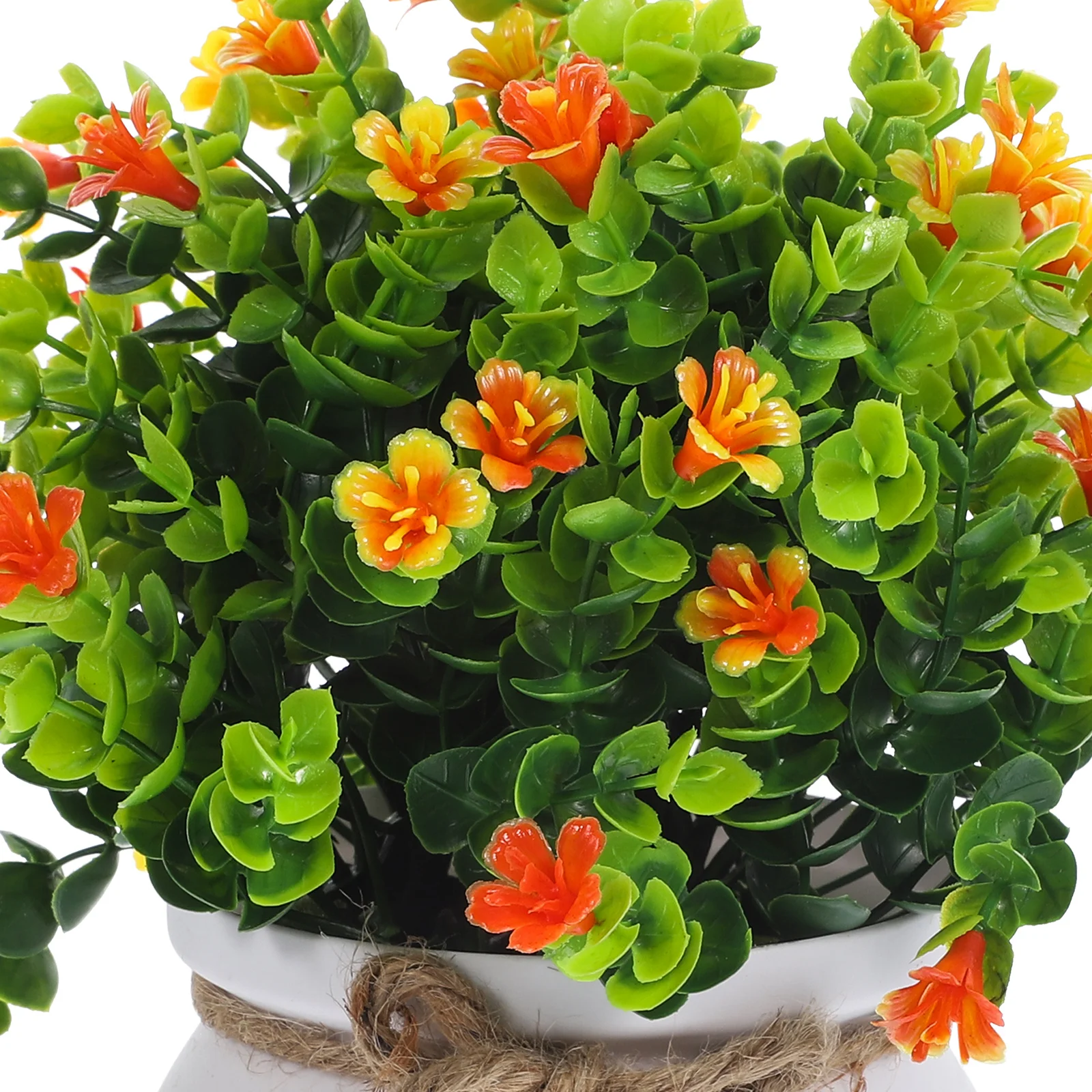 

4pcs Artificial Flower Bonsai Plastic Plants Decoration for Desk Office Living Room Indoor Outdoor Fake Potted Flowers Green