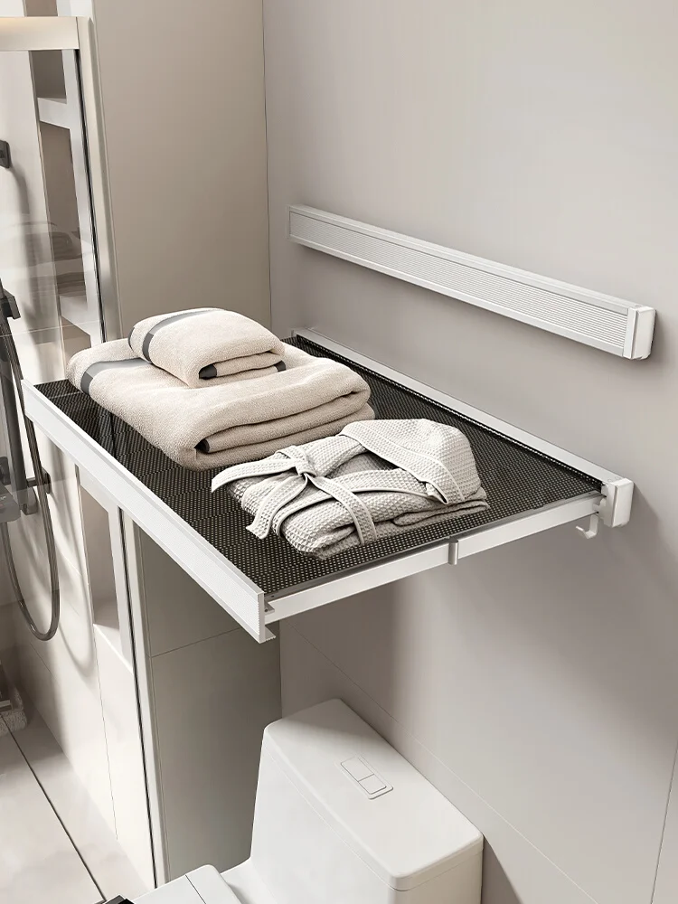 

Invisible towel rack, bathroom folding integrated free punching, bathroom wall hanging towel bar, storage rack