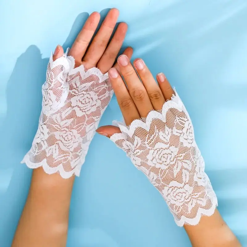 Fashion Woman Summer Outdoor Riding Driving Sunscreen Lace Gloves Bride Wedding Mitts Sexy Lady Dancing Mittens Girl Gift Gl6