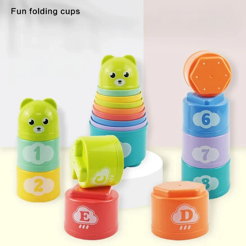 Early Education Puzzle Baby Stack Game Kid Brain Response Hand Speed Competition Fold Cup Train Board Games Toy Battle Fold