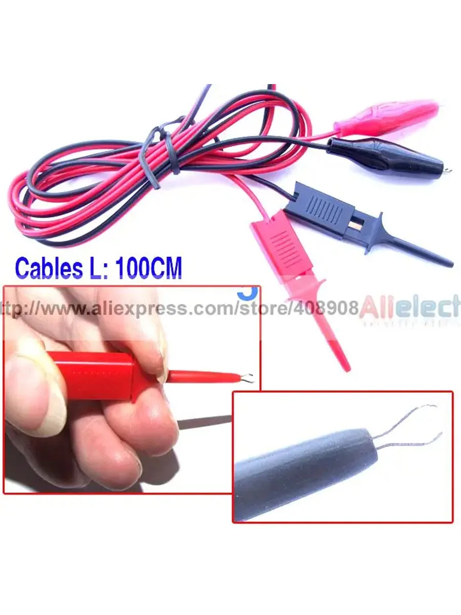 

10pcs/lot Alligator Clip to Test Hook Cable Grabbers Probes IC 1M