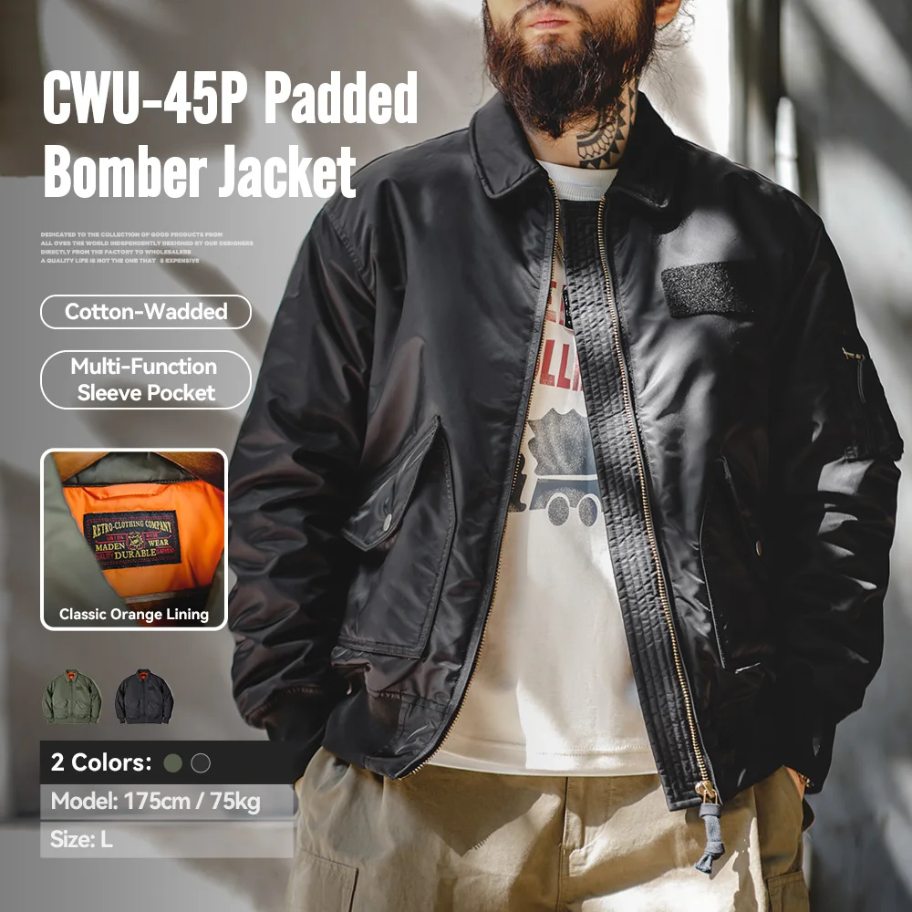 

Maden Men‘s CWU45P Style Jacket Winter Thick Padded Cotton Casual Warm Outerwear Pilot Inspired Coat