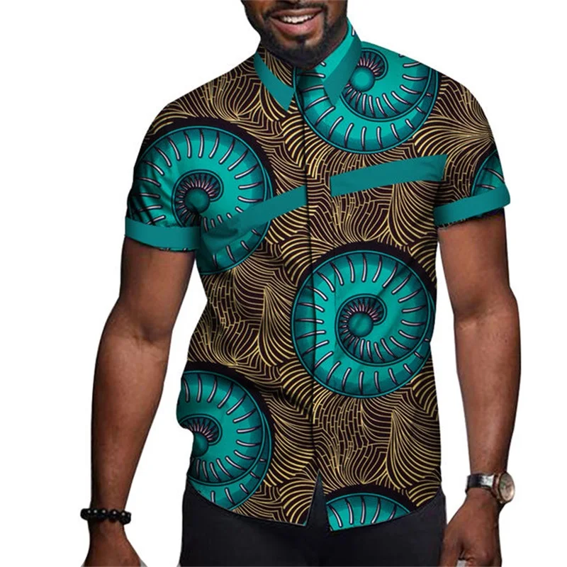 Camisas de praia africanas masculinas e femininas, estampadas em 3D, manga curta, tamanho grande, blusas havaianas, Cuba, verão