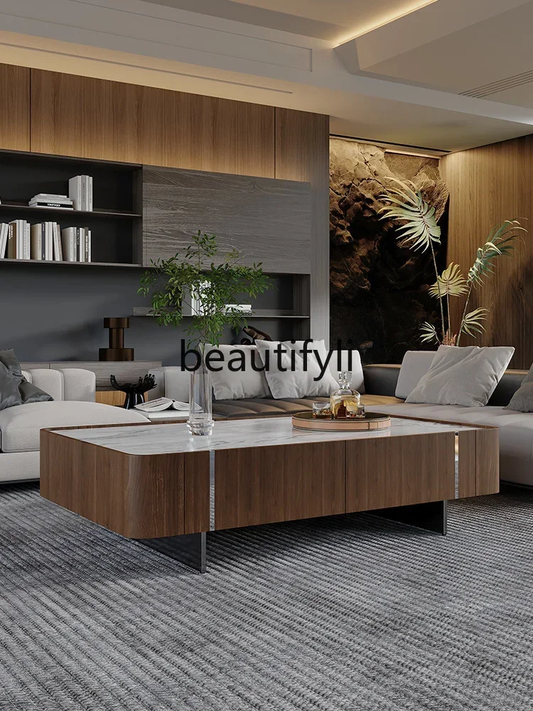 G Italian minimalist marble square coffee table combination, modern light luxury designer