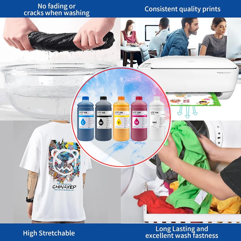1000ML DTF Ink Direct Transfer Film Ink For Epson I3200 P800 L1800 1390 L800 L805 1430 3880 printer PET Film view 4