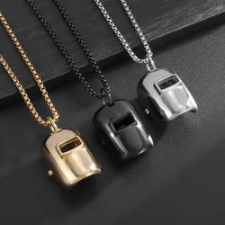 European and American ins style simple fashion personality welder mask three-level helmet men and women stainless steel pendant