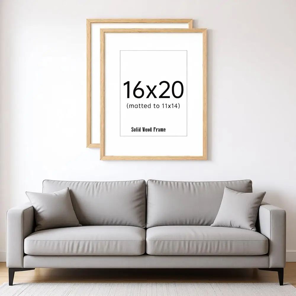 

Набор из 3-х натуральных деревянных рамок для картин, размер 11x14 с паспарту или 16x20 без него, для вертикального или горизонтального настенного крепления.