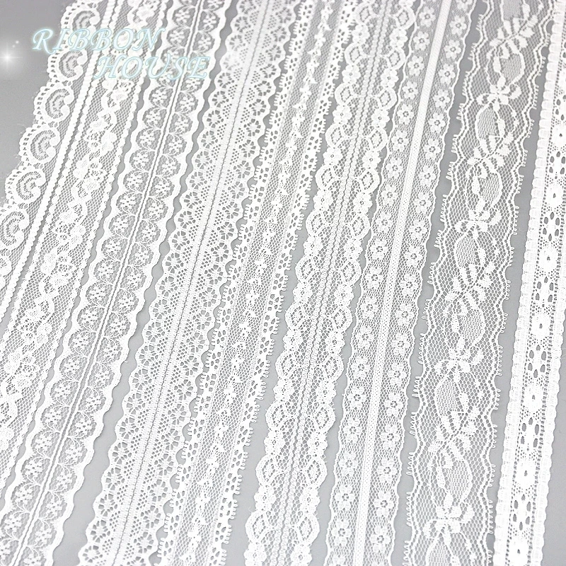 (5 Yards/roll) White Lace Ribbon Fabric Webbing Decoration Polyester Material Lovely Gift Packing Handmade DIY