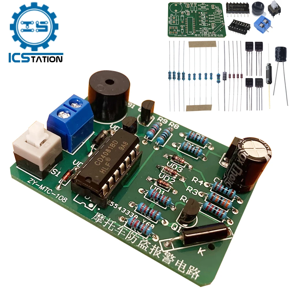 Dla motocykla Alarm wibracyjny antykradzieżowe moduł obwodu elektroniczny zestaw zrób to sam projekt lutowania praktyka komponentu spawanie Borad