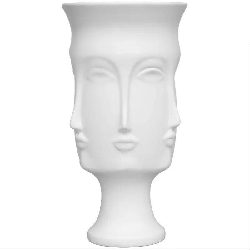 Nordic art ceramic vase creative black and white ceramic face vase decoration home decoration crafts porcelain vase decoration