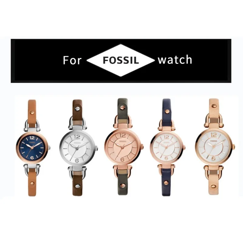 

Ремешок для часов из натуральной кожи 8 мм для Fossil ES2830 ES3565, женский маленький браслет из мягкой воловьей кожи