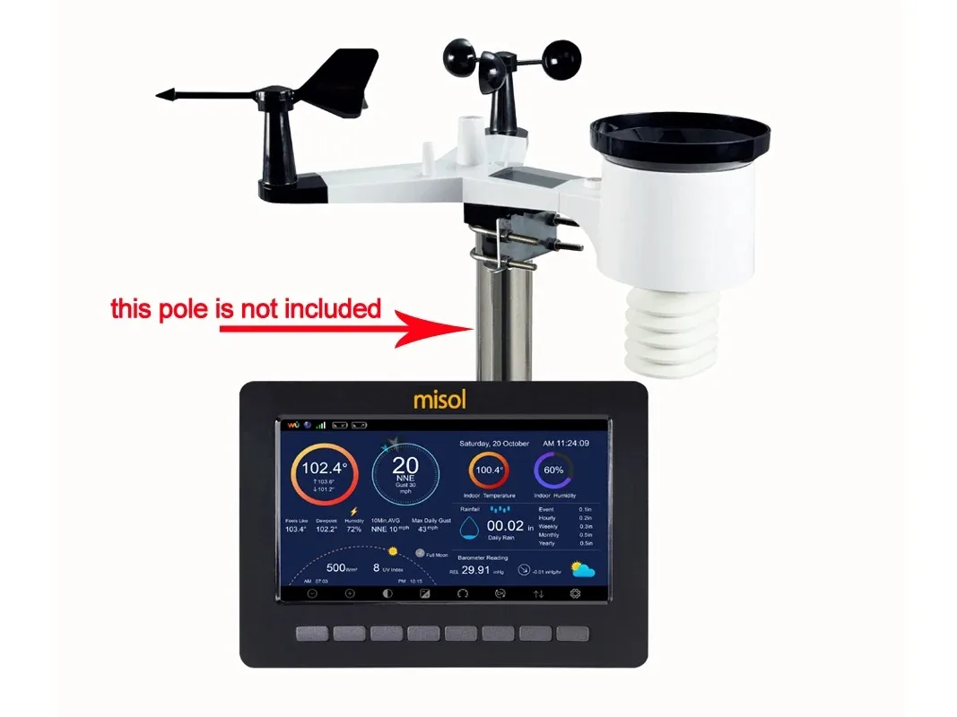 misol Wireless weather station connect to WiFi, upload data to web (wunderground) HP2550