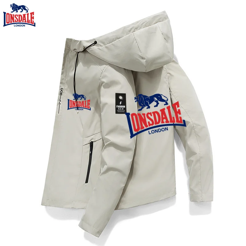 

LONSDALE Men's Windproof Zipper Jacket New Brand Spring and Autumn, High Quality Casual Outdoor Hooded Sports Jacket