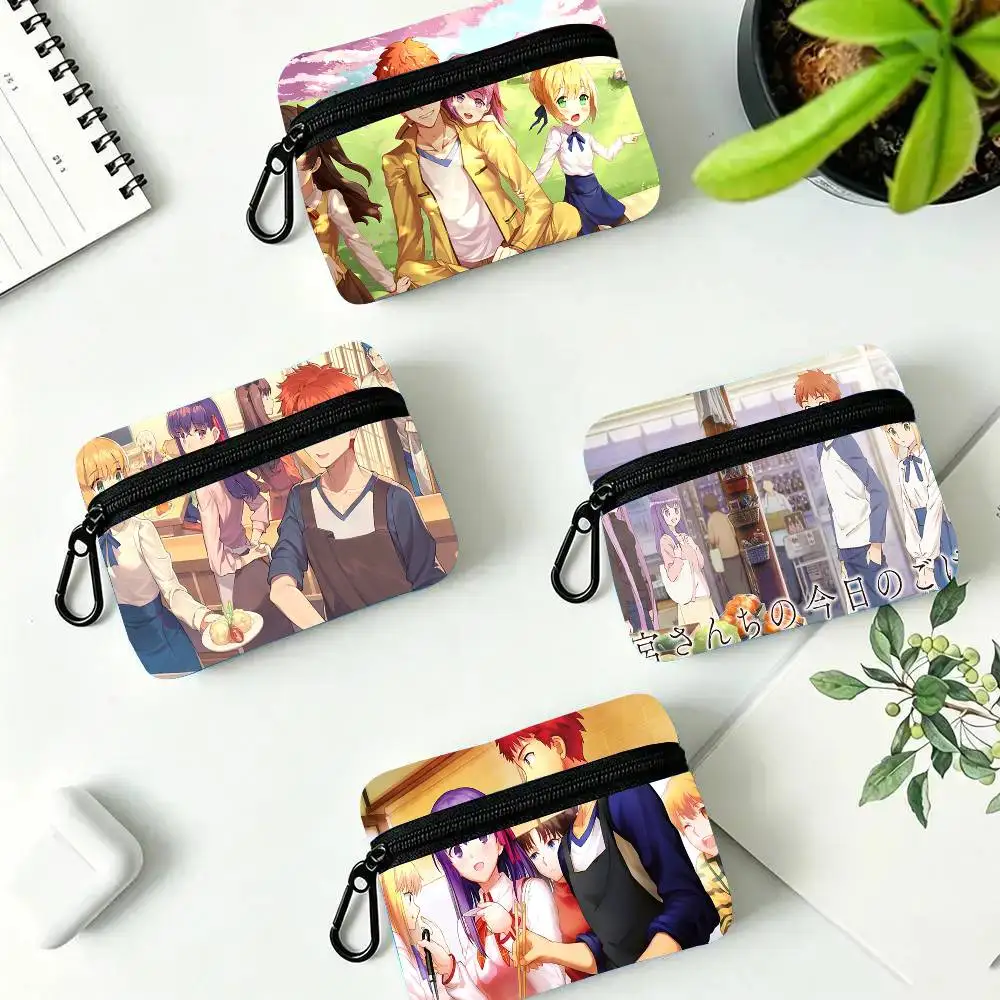 Today's Menu For The Emiya Family Anime Oxford Fabric Wallet With Zipper Hanging Multifunctional Bag For Credit Cards Keys Coins