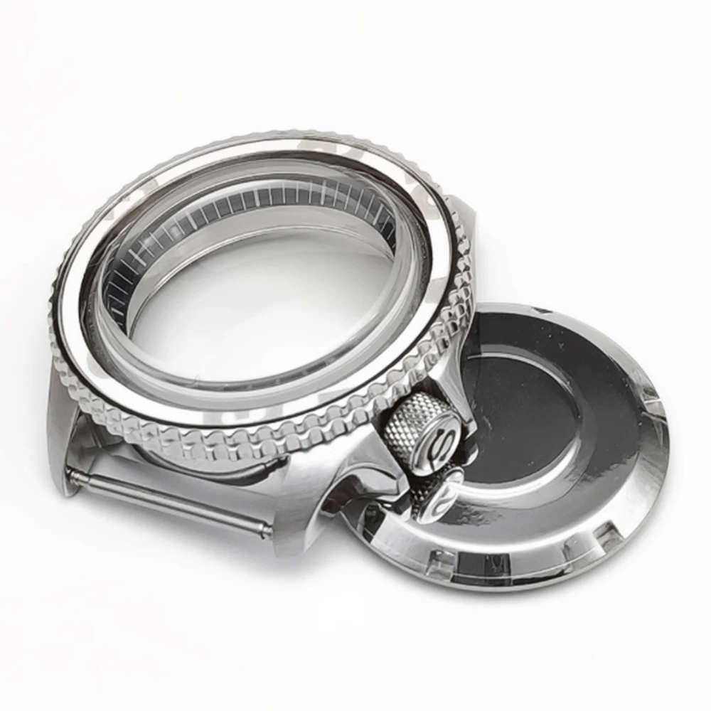 42mm NH35 시계 케이스 사파이어 스테인레스 스틸 경사진 가장자리 50m 방수 케이스는 NH35/NH36 무브먼트 케이스에 적합하며 저자극성입니다.