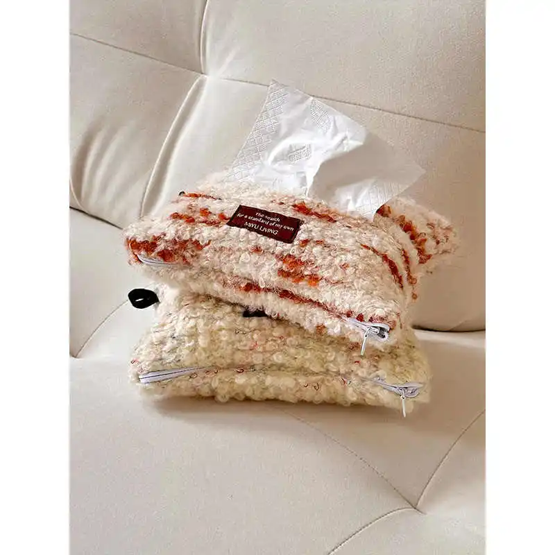 Miyu Color Woolen Tissue Bag Vintage Mixed Color Home Desktop Decoration Tissue Box Cream Meal Paper Cover