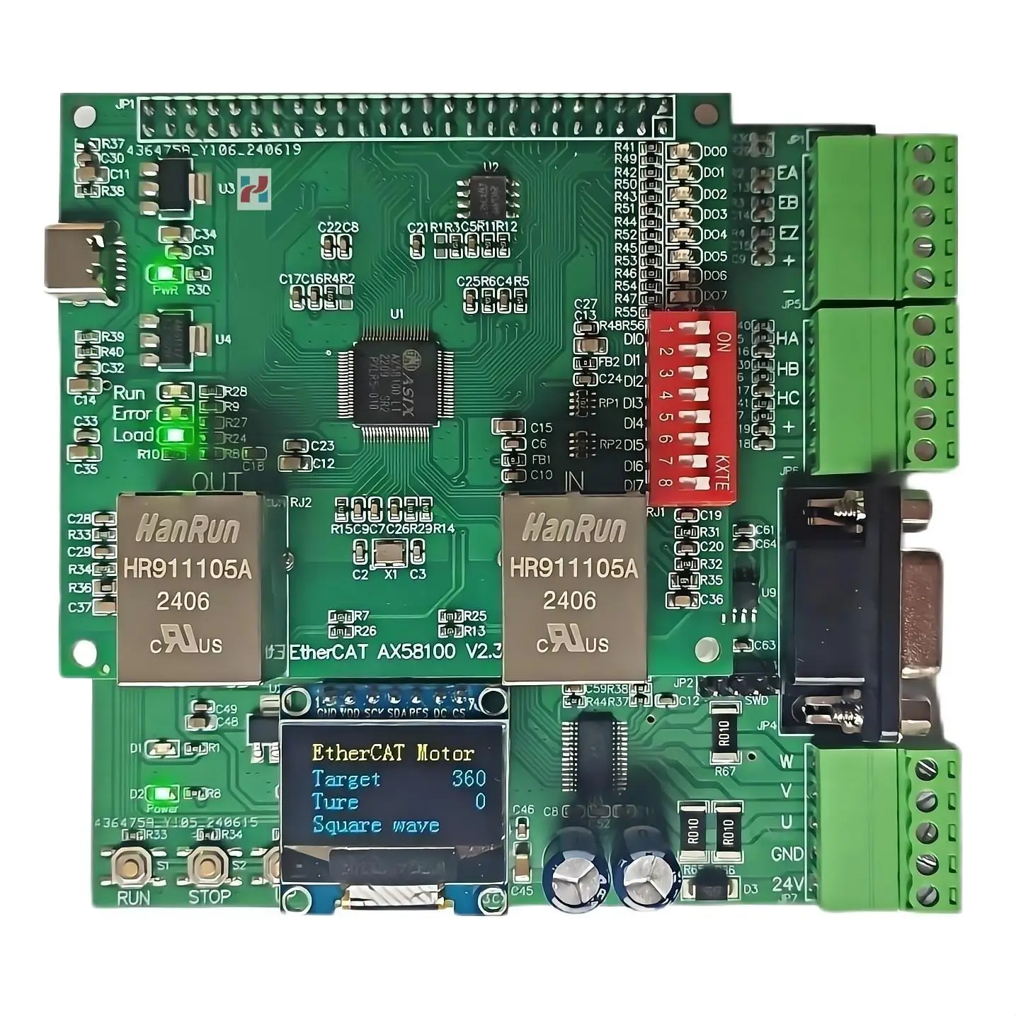 EtherCAT Motor Control Development Board based on AX58100/LAN9252，Support  BLDC/PMSM，CiA402 Motor Control