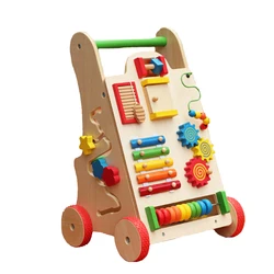 Multifuncional bebê de madeira Push Walker para crianças, Brinquedos educativos infantis, Novo Design