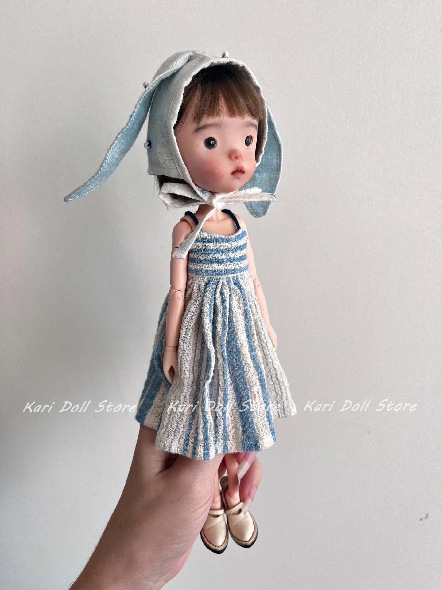 Kari Doll Clothes for Landazz Landoudou ob24 ob22 Doll Rabbit Ear Blue Strap Skirt - Detail 1