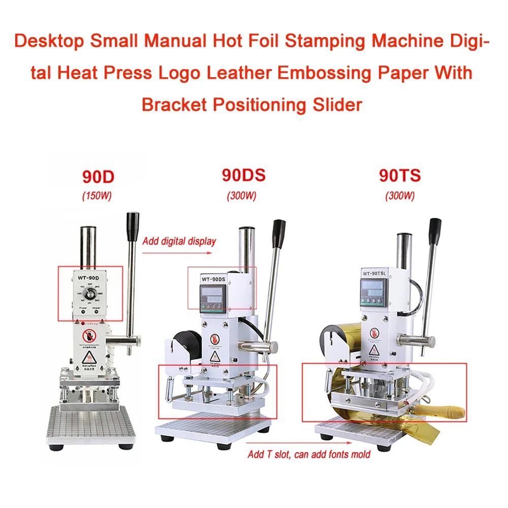 Desktop Small Manual Hot Foil Stamping Machine Digital Heat Press Logo Leather Embossing Paper With Bracket Positioning Slider