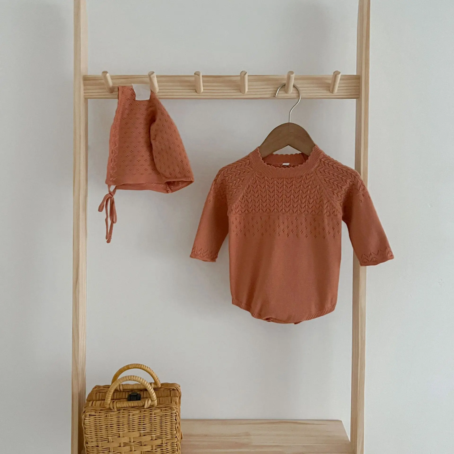 0-2Y Stricken Neugeborenen Overall Baby Mädchen Junge Frühling Herbst Kleidung Nette Langarm Pullover Romper + Hut Casual Neue geboren Outfits – Detail 5
