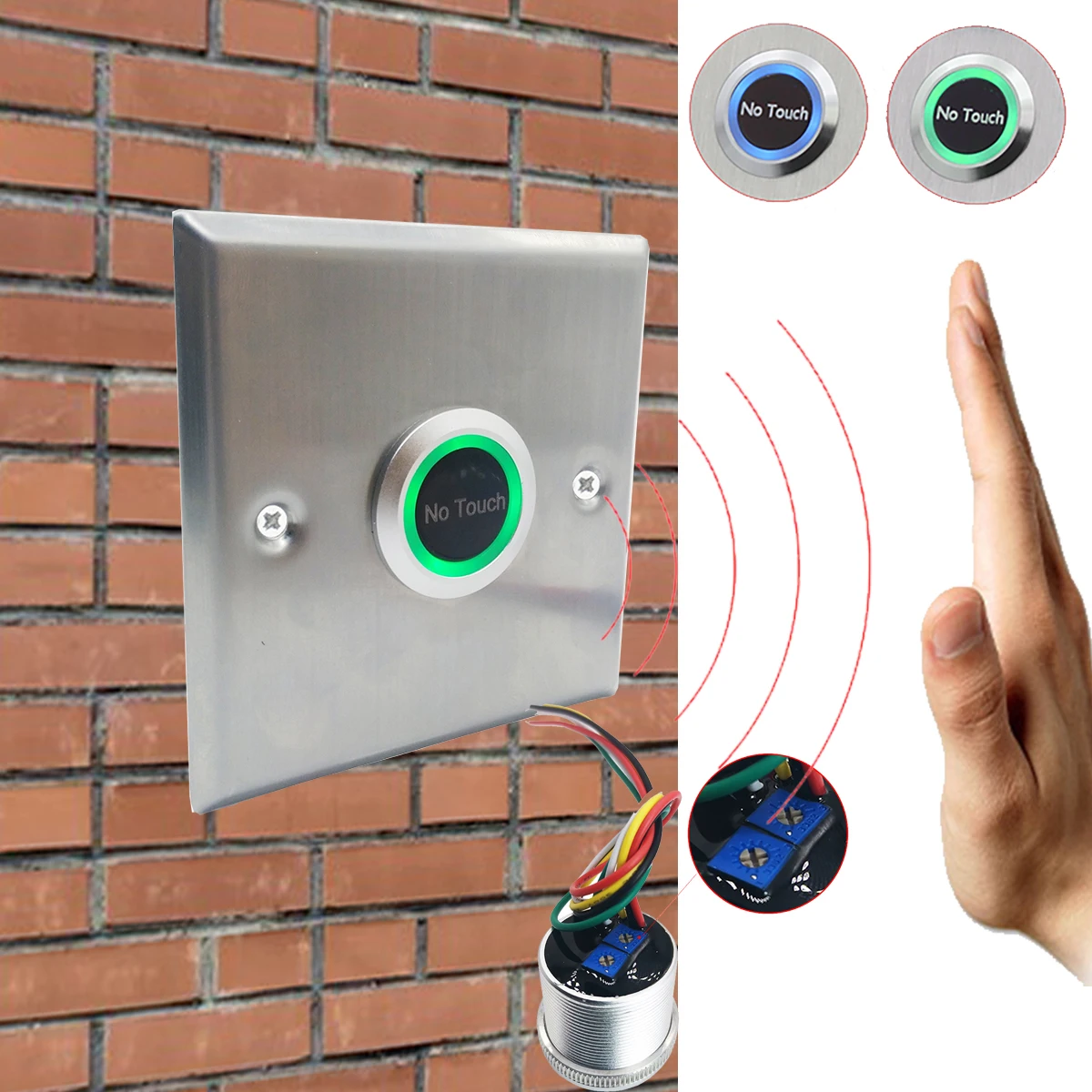 

DC12V 24V IP68 Waterproof Time Delay Contactless Infrared No Touch Exit Button Door Lock Access Release Switch